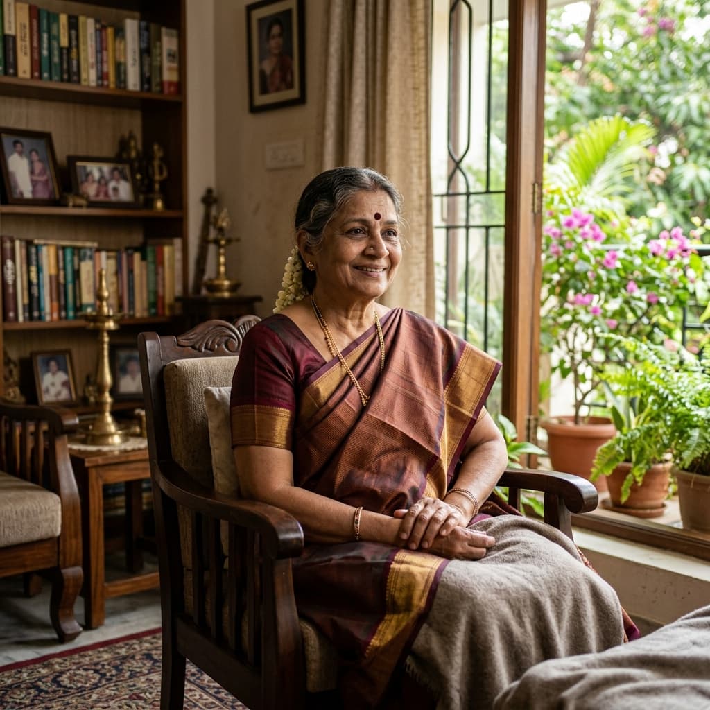 A nurse caring for an elderly patient at home